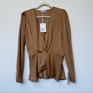 NWT SMF collection wrap peplum  sz L blouse.